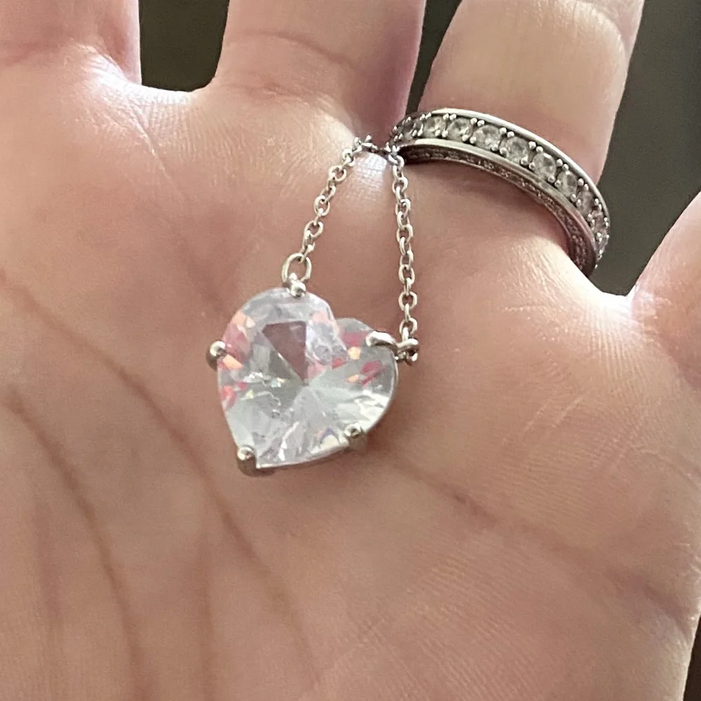 The Bubble Heart white sapphire ❤️ 925 Pendant necklace - Picture 8 of 12